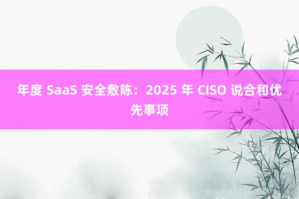 年度 SaaS 安全敷陈：2025 年 CISO 说合和优先事项