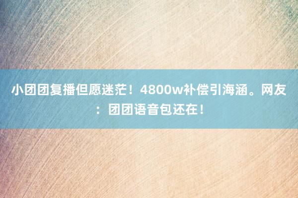 小团团复播但愿迷茫！4800w补偿引海涵。网友：团团语音包还在！