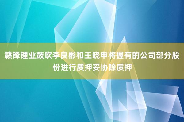 赣锋锂业鼓吹李良彬和王晓申将握有的公司部分股份进行质押妥协除质押