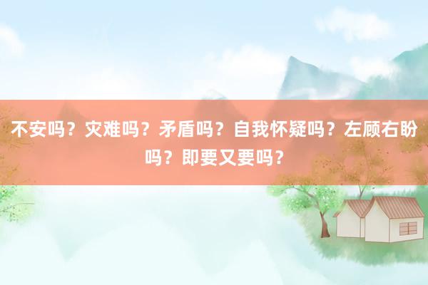 不安吗？灾难吗？矛盾吗？自我怀疑吗？左顾右盼吗？即要又要吗？