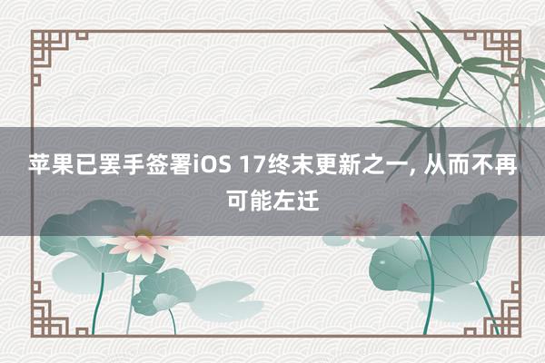 苹果已罢手签署iOS 17终末更新之一, 从而不再可能左迁