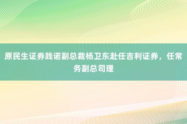 原民生证券践诺副总裁杨卫东赴任吉利证券，任常务副总司理