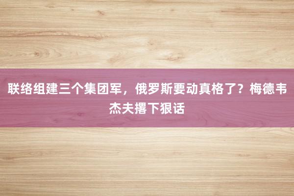 联络组建三个集团军，俄罗斯要动真格了？梅德韦杰夫撂下狠话