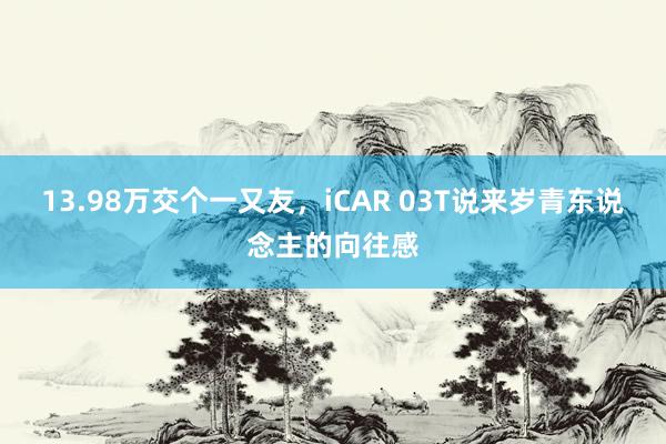 13.98万交个一又友，iCAR 03T说来岁青东说念主的向往感